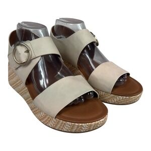 Sofft Euro Sandals Womens 8.5 Finley Wedge Faux Leather Buckle Platform Shoes